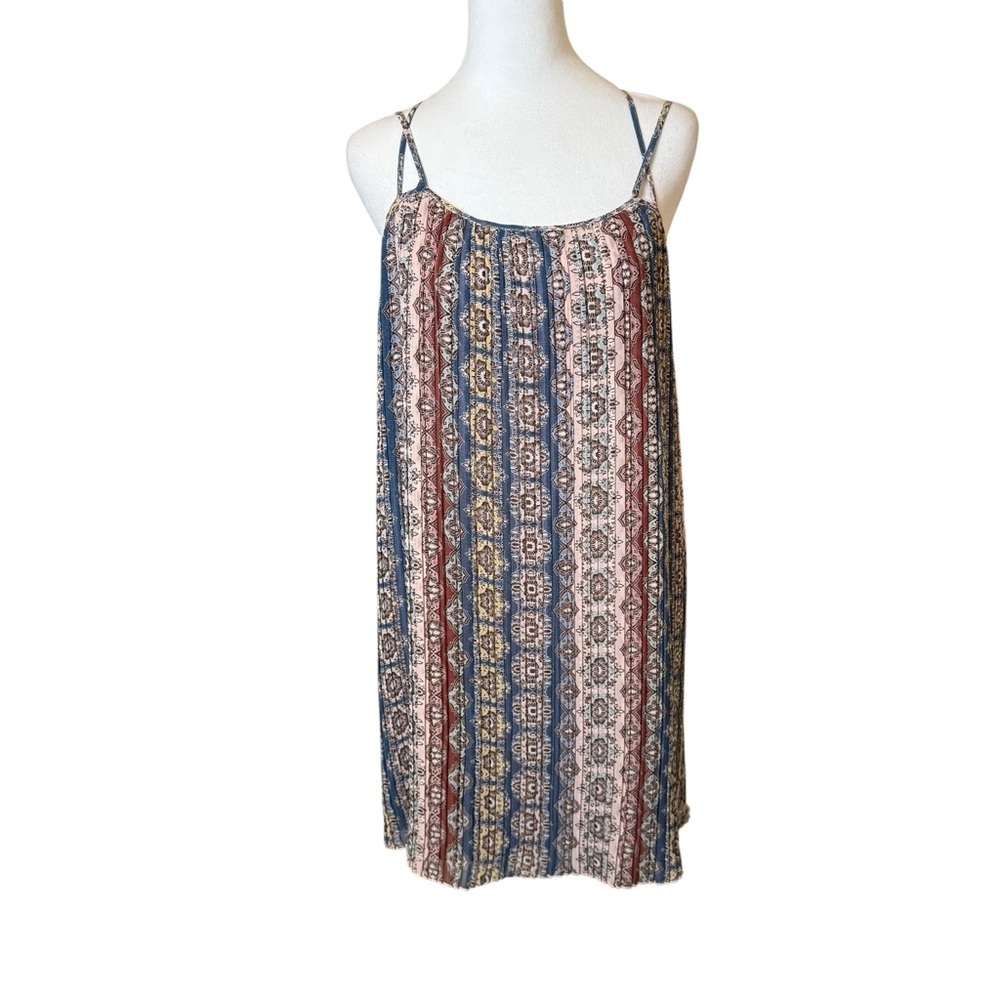 BCBGeneration Bohemian Multicolor Mini Dress Medi… - image 1